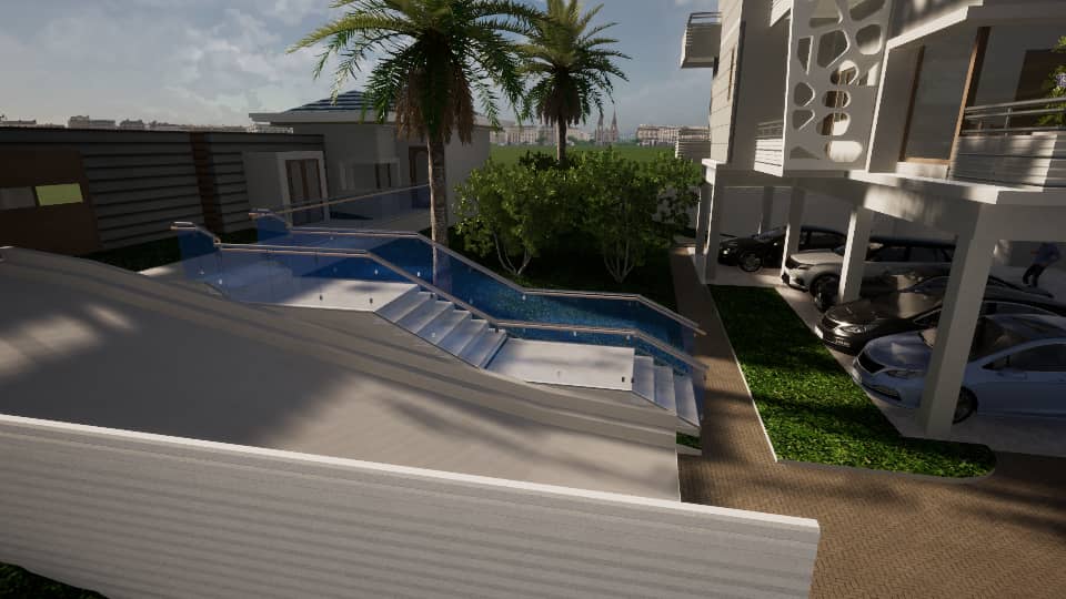 Résidence haut standing avec piscine — Rendu